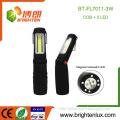 Factory Supply 3*AAA Used ABS Material 5 LED and COB Portable led Battery Work Light with magnetic base